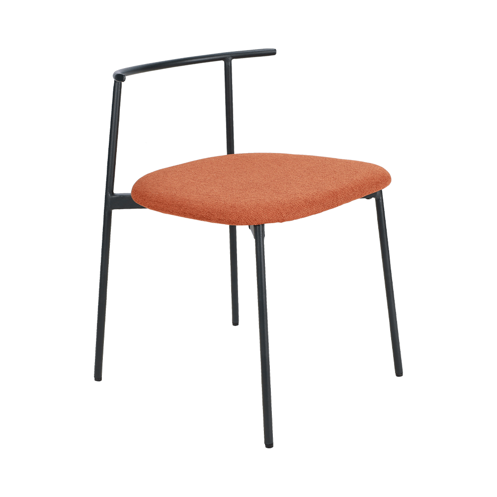 Cathaoir itheacháin cos miotail cuartha oráiste oráiste