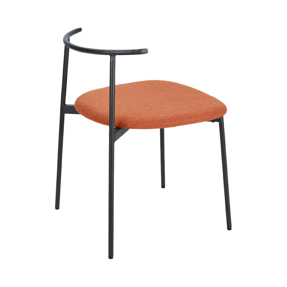 Cathaoir itheacháin cos miotail cuartha oráiste oráiste