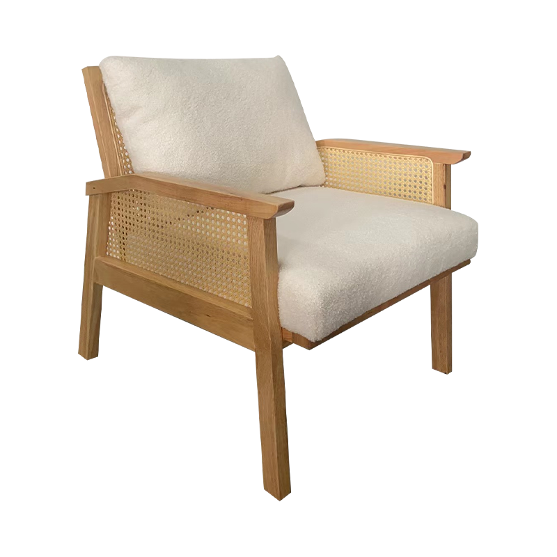 Cathaoir Lounge Fabraic Bán Adhmad Rubair
